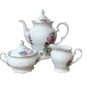 Vintage  Royal Vienna Poland Large Tea Pot and Cream and Sugar Set